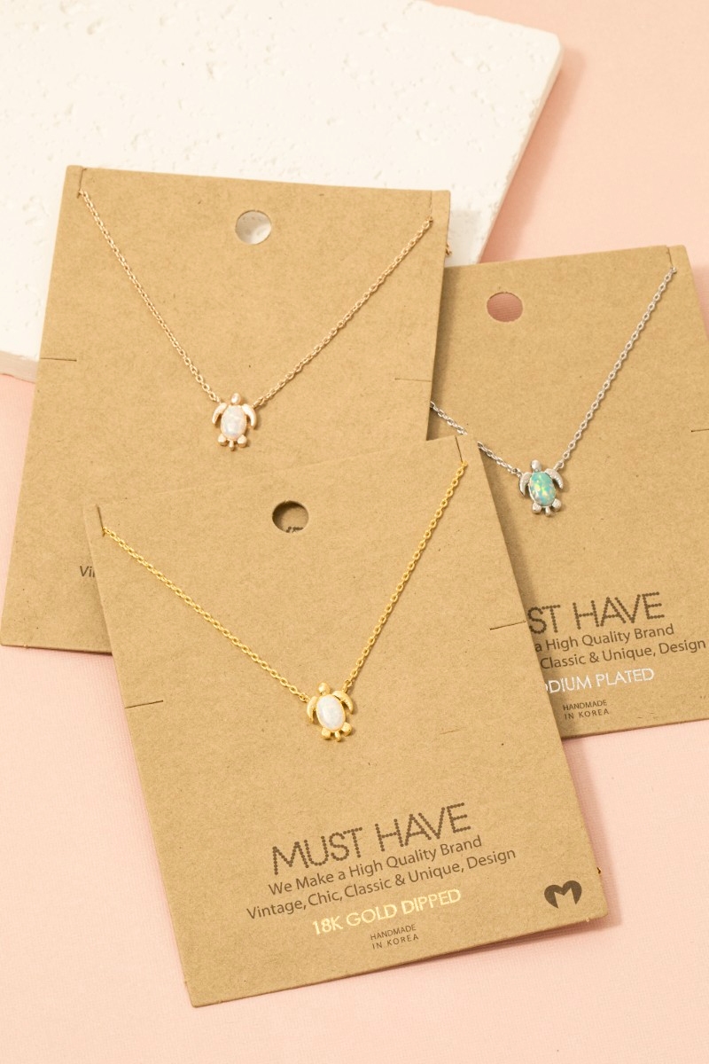 Small Pearl Turtle Pendant Necklace