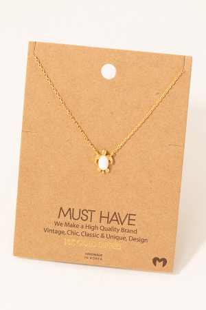 Small Pearl Turtle Pendant Necklace