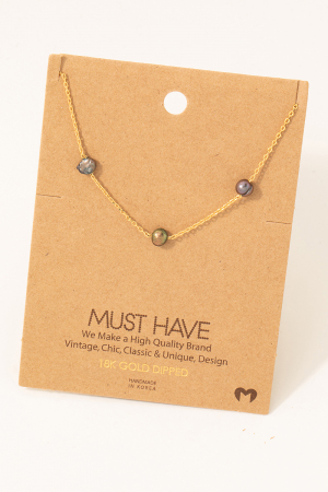 Dainty Three Mini Bead Necklace