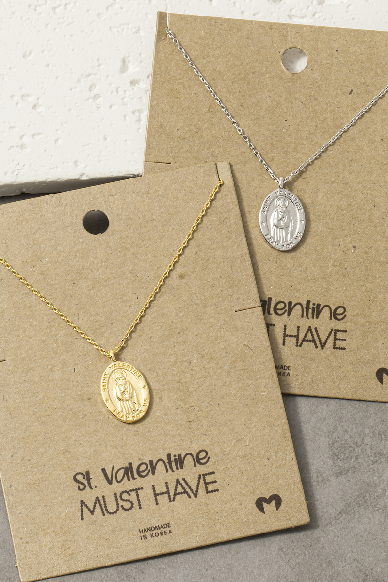 St Valentine Coin Medallion Pendant Necklace