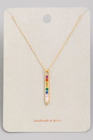 Rainbow Bar Drop Charm Necklace