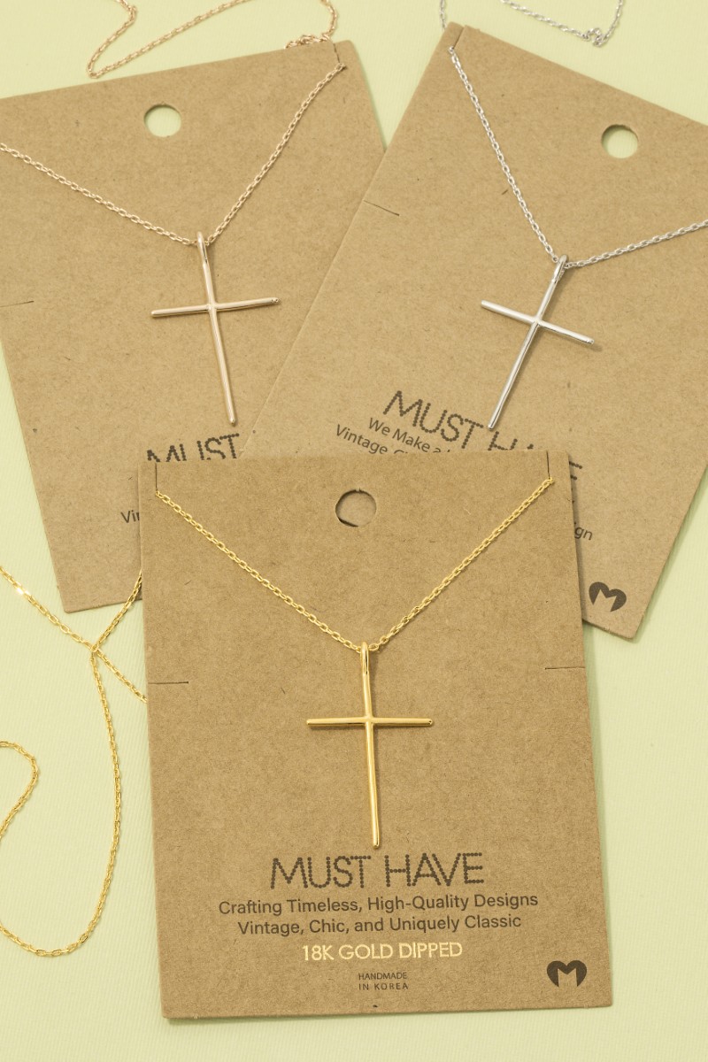 Metallic Cross Necklace