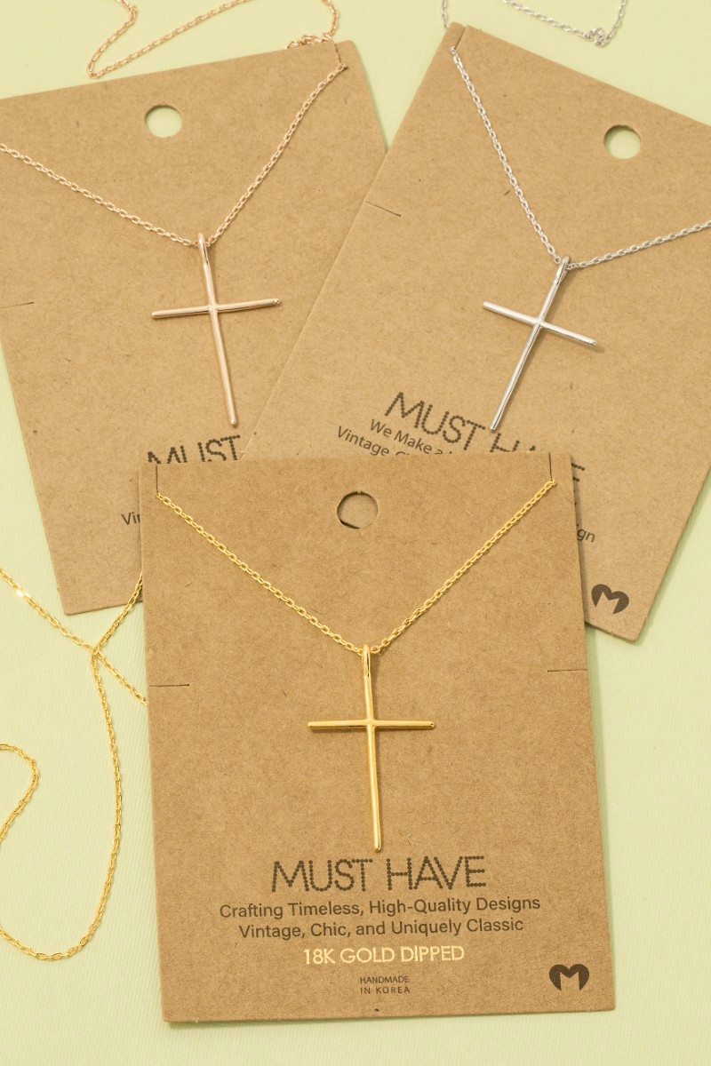 Gold Dipped Metallic Cross Necklace
