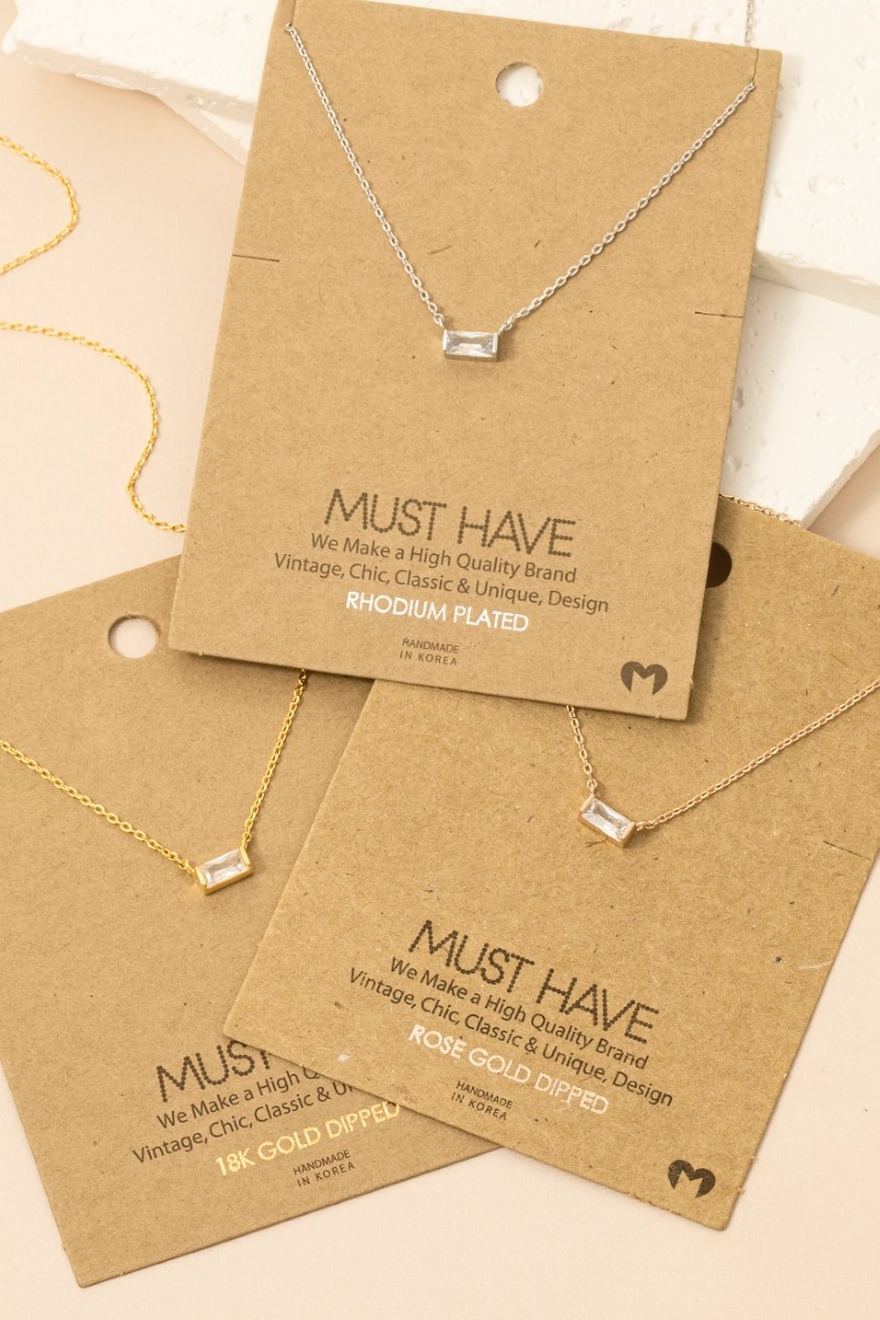 Mini Stud Rhinestone Pendant Necklace