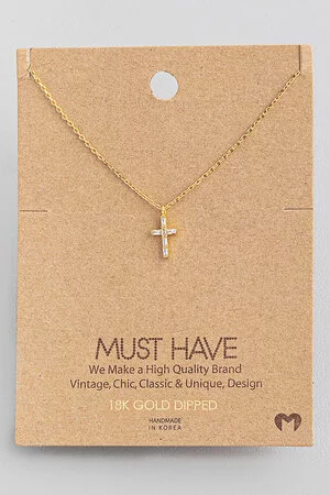 Mini Studded Cross Pendant Necklace
