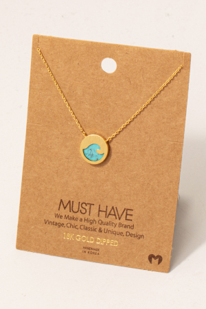 Mini Wave Coin Charm Necklace