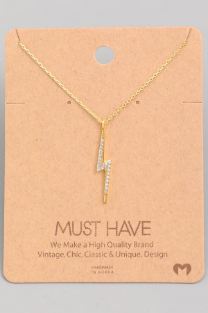 Rhinestone Lightning Bolt Pendant Necklace