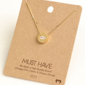 Mini Baguette Coin Charm Necklace