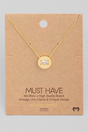 Mini Baguette Coin Charm Necklace