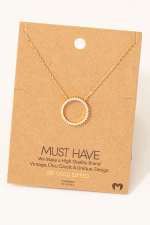 Rhinestone Circle Pendant Necklace