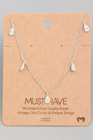 Hammered Multi Droplet Charm Necklace