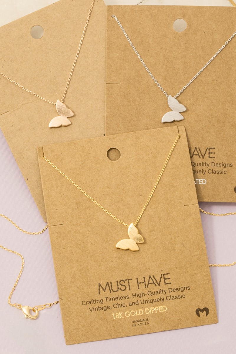 Gold Dipped Mini Butterfly Pendant Necklace