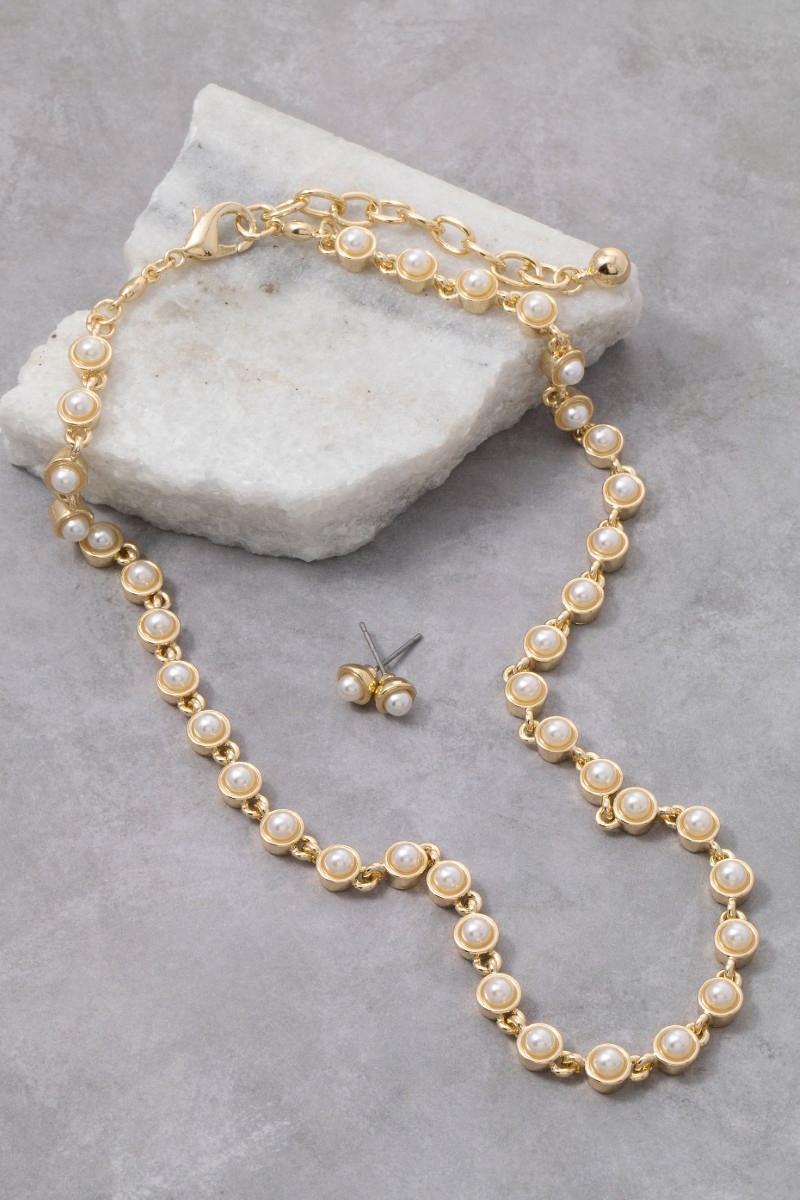 Glass Circle Gem Tennis Chain Necklace Set