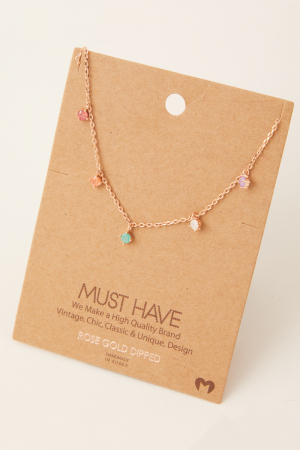 Gold Dipped Crystal Stud Drop Necklace