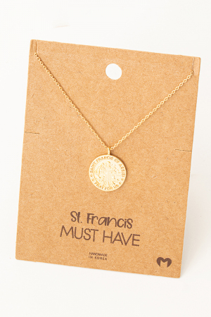 St Francis Coin Necklace