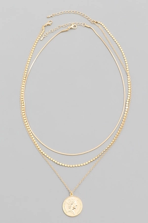 Layered English Coin Choker Necklace
