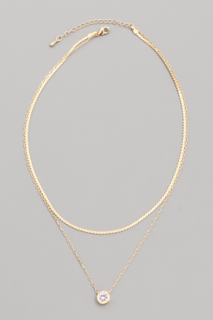 Layered Crystal Stud Pendant Necklace