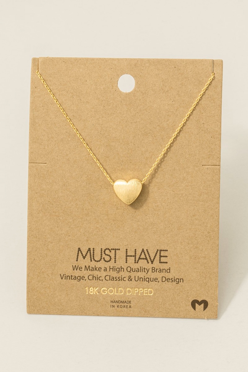 Brushed Gold Dipped Heart Pendant Necklace