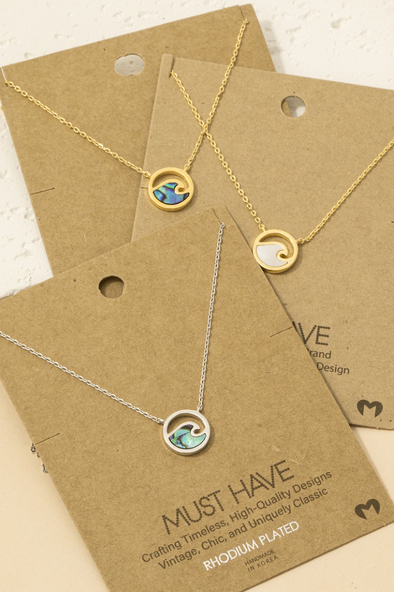Wave Coin Pendant Necklace