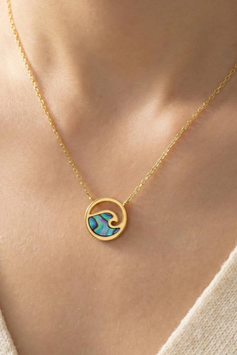 Wave Coin Pendant Necklace