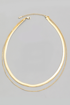 Layered Herringbone Choker Necklace
