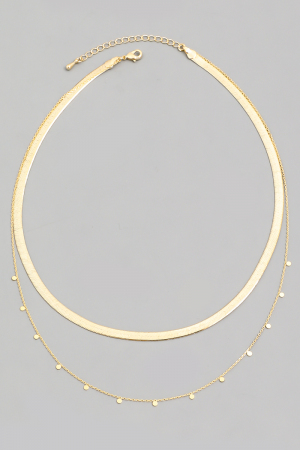 Layered Chain Herringbone Choker Necklace