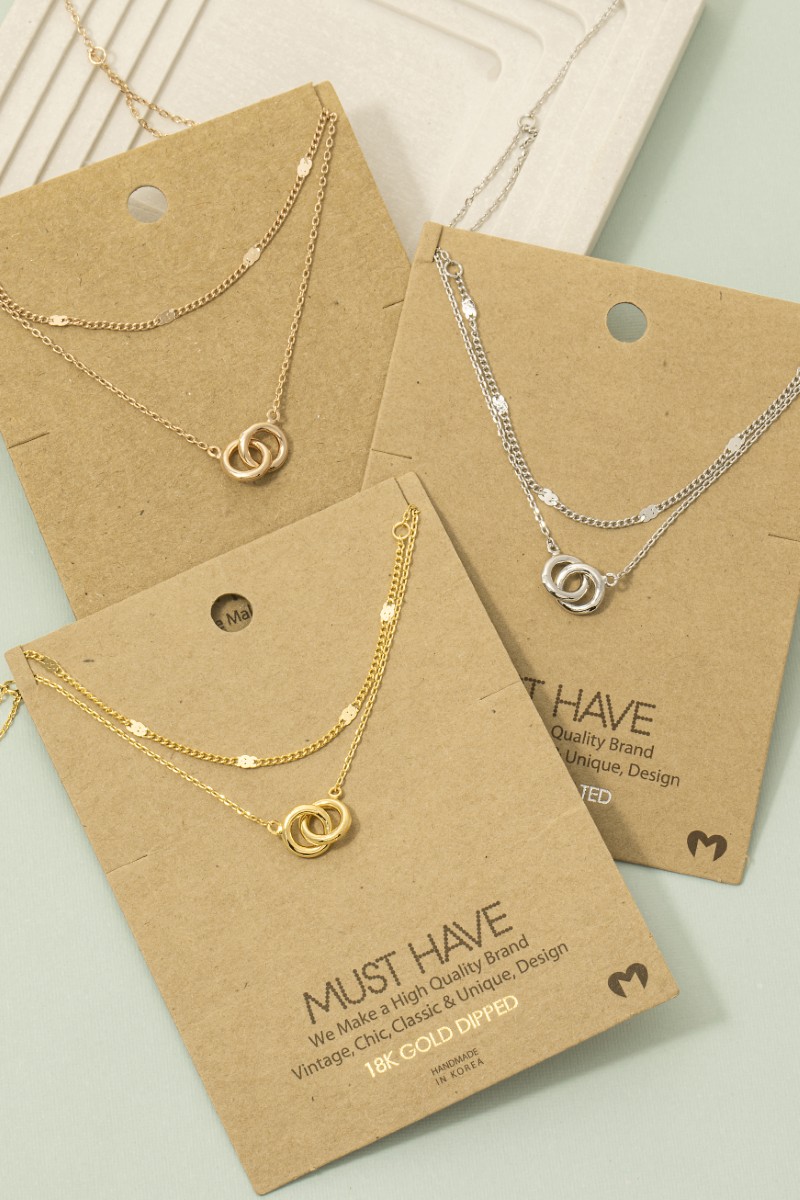 Layered Chain Link Charm Necklace