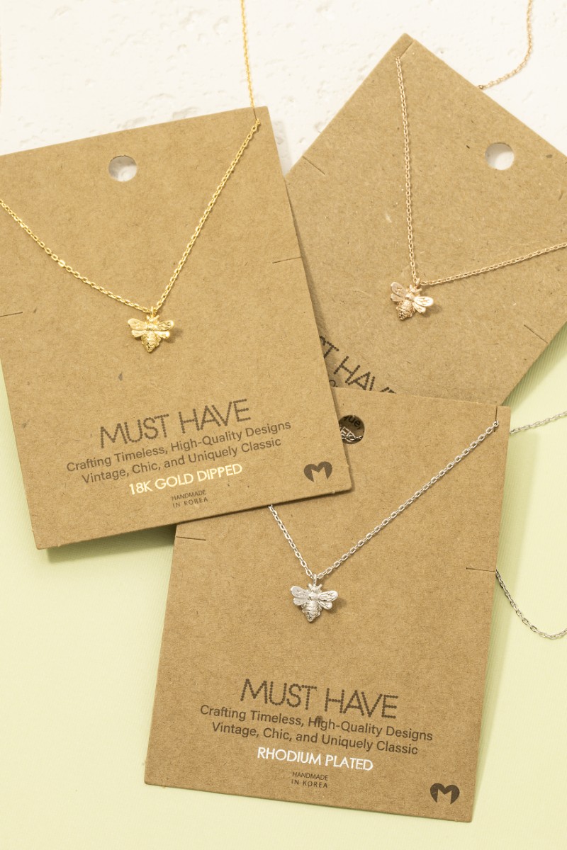 Gold Dipped Mini Bee Pendant Necklace