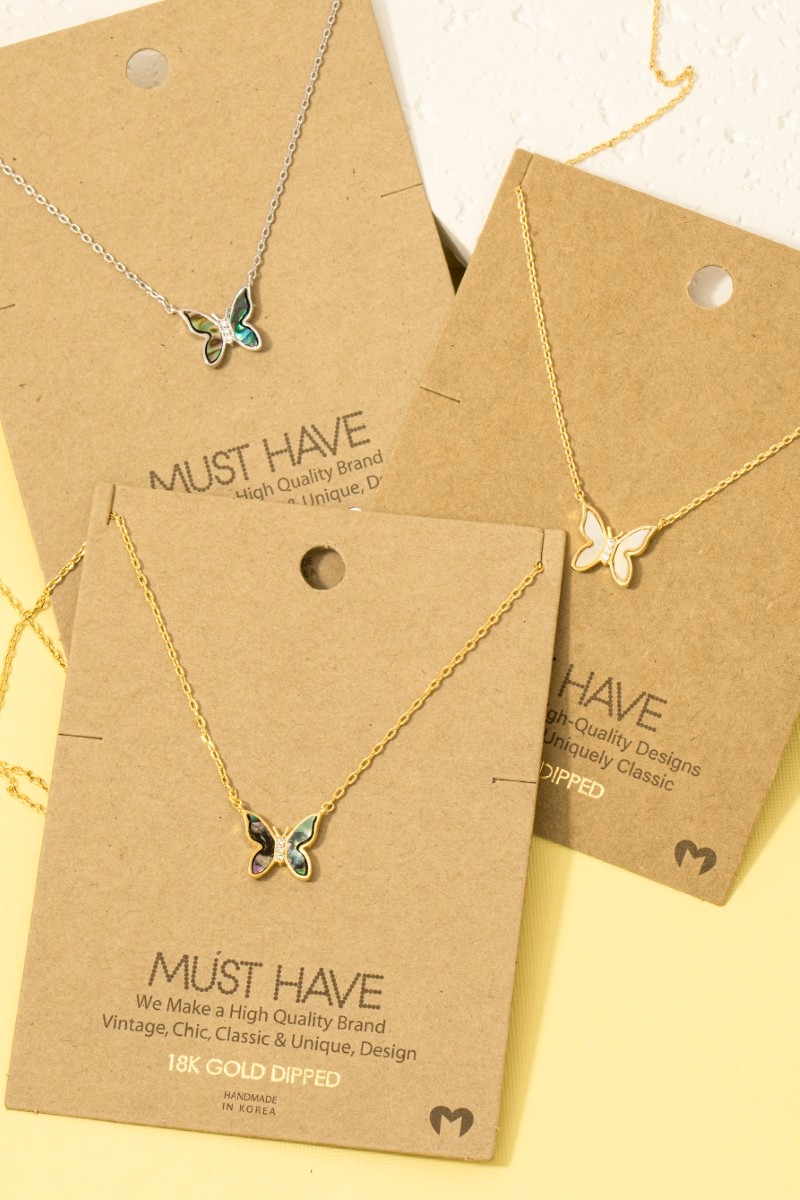 Gold Dipped Mini Butterfly Pendant Necklace