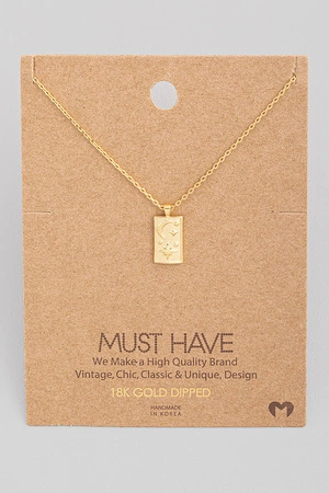 Rectangle Star Moon Necklace