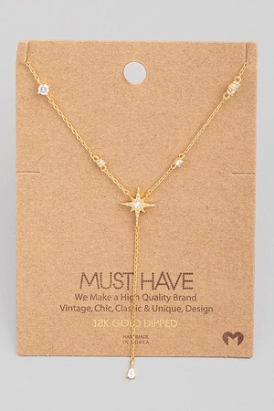 North Star Charm Lariat Necklace