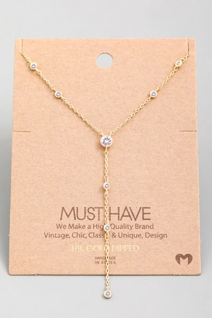 Rhinestone Stud Lariat Necklace