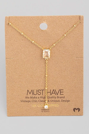 Dainty Crystal Stud Lariat Necklace