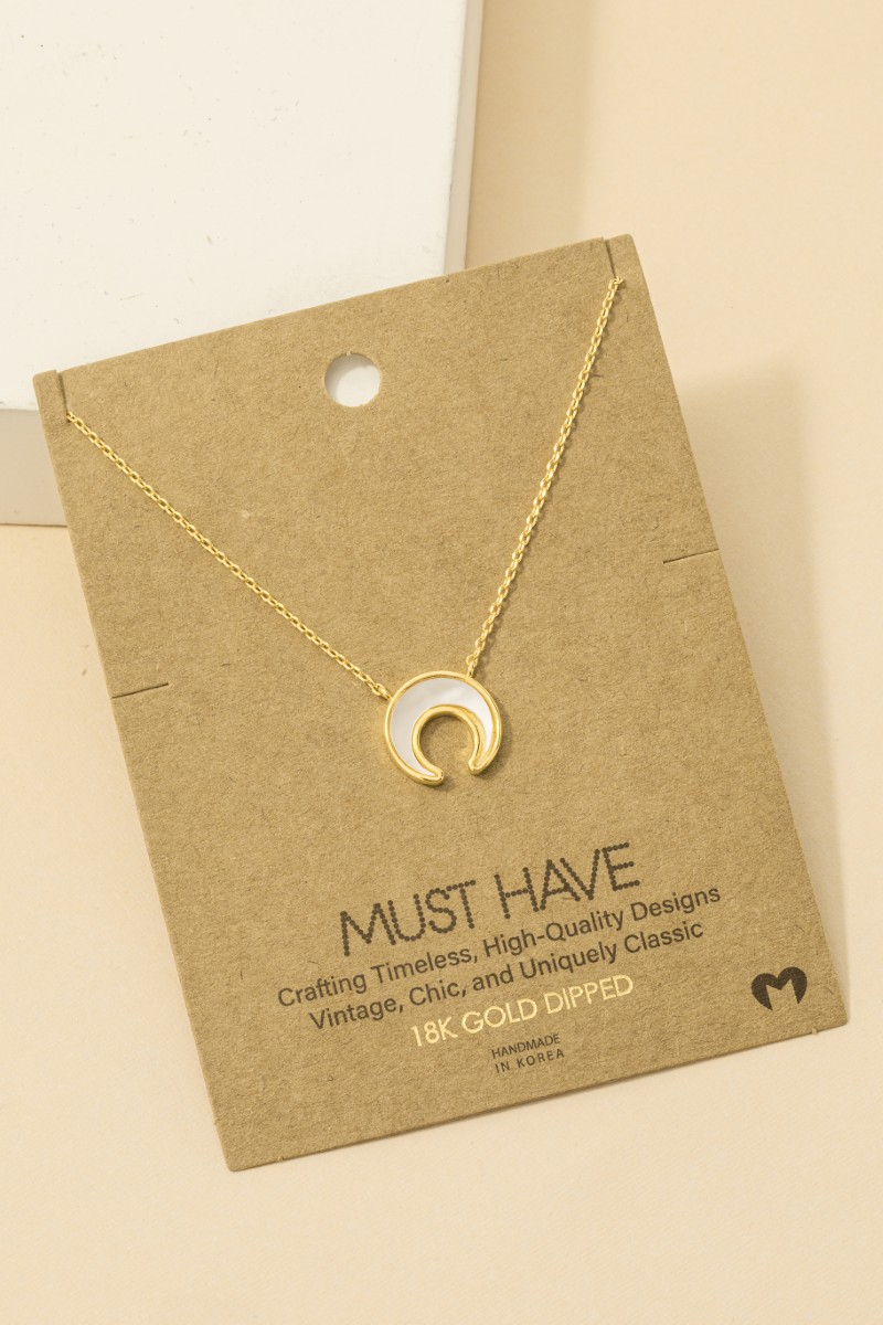 Gold Dipped Crescent Moon Coin Pendant Necklace