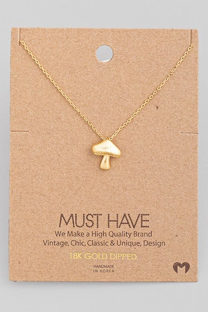 Brushed Mushroom Pendant Necklace