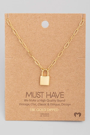 Chain Padlock Pendant Necklace
