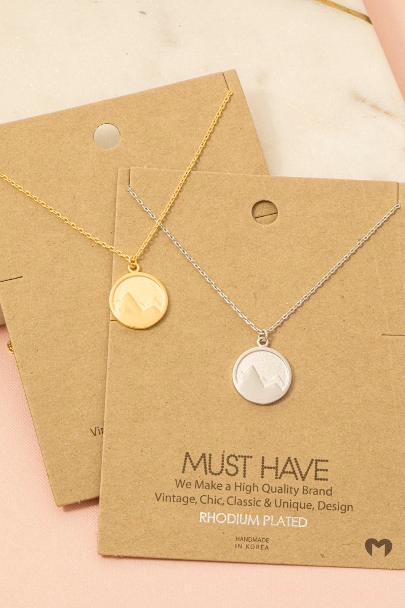 Gold Dipped Mountain Coin Pendant Necklace