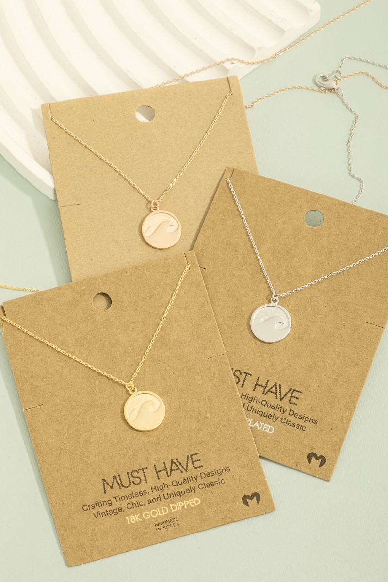 Wave Coin Pendant Necklace