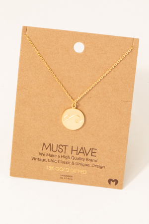 Wave Coin Pendant Necklace