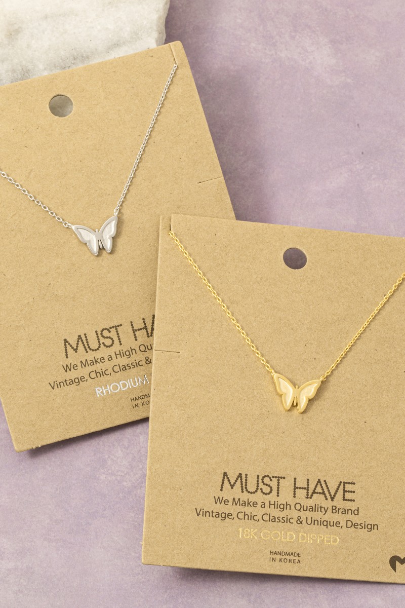 Gold Dipped Mini Butterfly Pendant Necklace