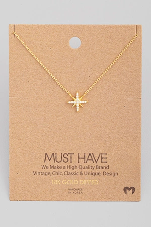 Rhinestone North Star Pendant Necklace