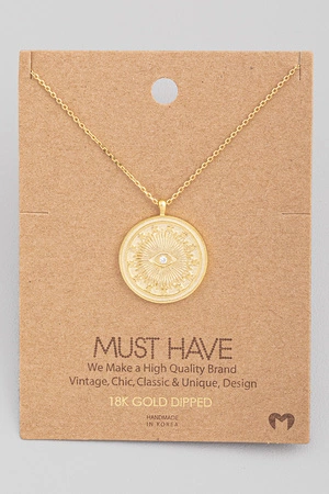 Circle Disc Eye Pendant Necklace