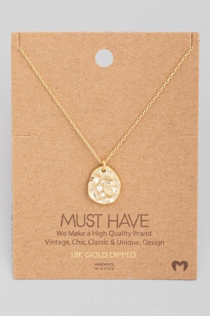 Crescent Moon Circle Pendant Necklace