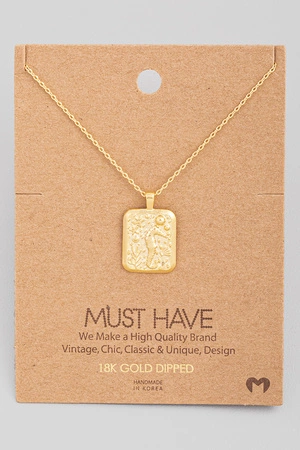 Sea Horse Square Pendant Necklace