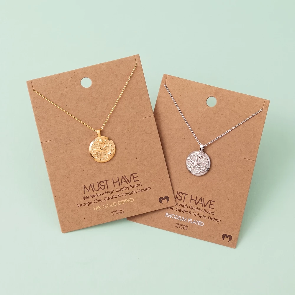 18K Gold Dipped Star And Moon Coin Necklace