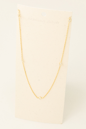 Sterling Silver Dainty Studded Station Necklace