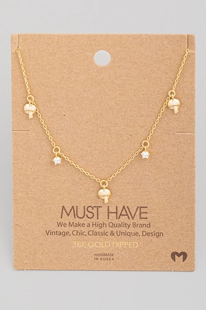 Dainty Mushroom Charm Necklace