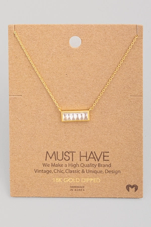 CZ Baguette Bar Pendant Necklace