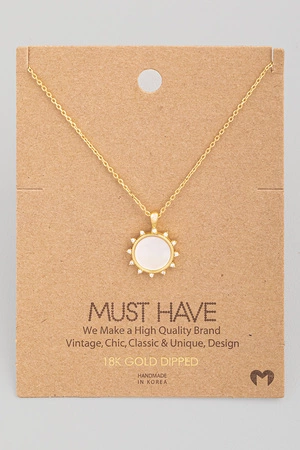 Round Sun Disc Pendant Necklace