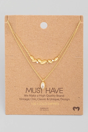 Dainty Layered Leaf Charm Necklace